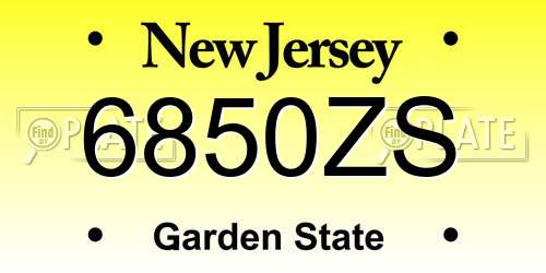 6850ZS New Jersey License Plate