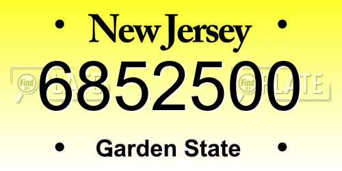 6852500 New Jersey License Plate