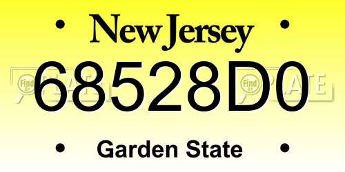 68528D0 New Jersey License Plate