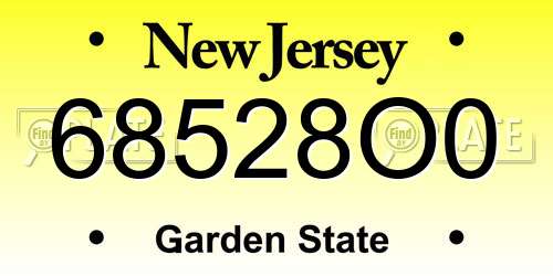 68528O0 New Jersey License Plate