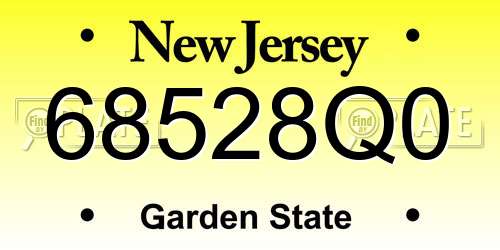 68528Q0 New Jersey License Plate