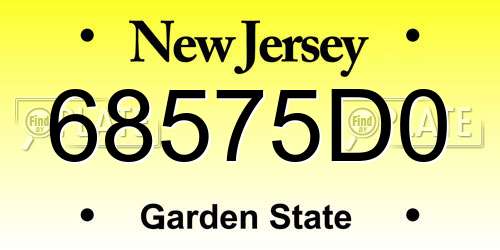68575D0 New Jersey License Plate