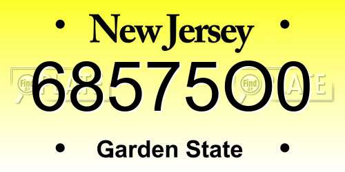 68575O0 New Jersey License Plate