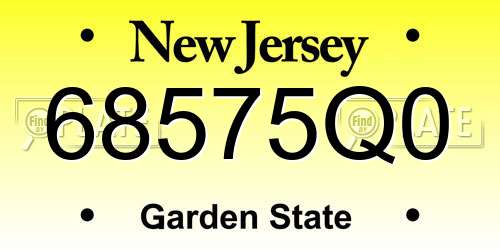 68575Q0 New Jersey License Plate