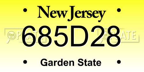 685D28 New Jersey License Plate