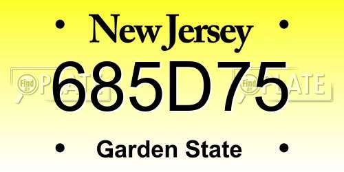 685D75 New Jersey License Plate