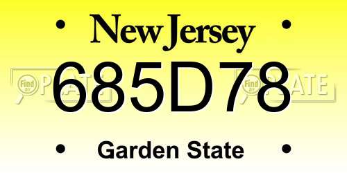 685D78 New Jersey License Plate