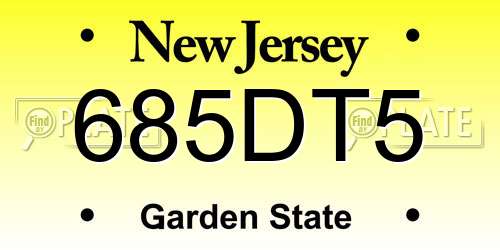 685DT5 New Jersey License Plate