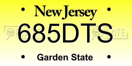 685DTS New Jersey License Plate