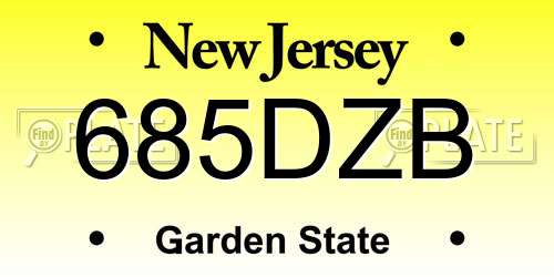 685DZB New Jersey License Plate