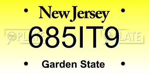 685IT9 New Jersey License Plate
