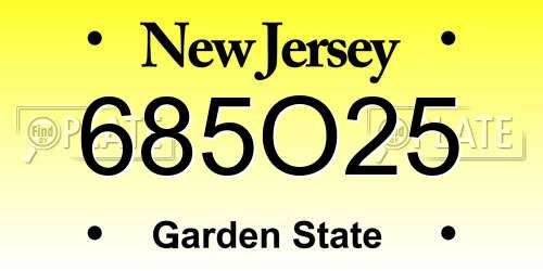 685O25 New Jersey License Plate