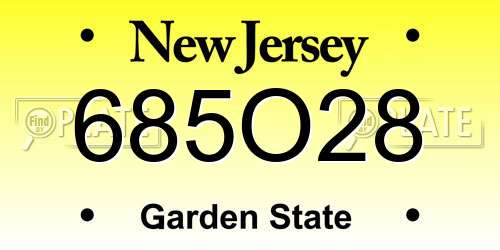 685O28 New Jersey License Plate