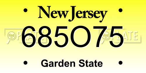 685O75 New Jersey License Plate