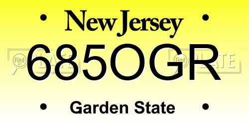 685OGR New Jersey License Plate