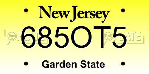 685OT5 New Jersey License Plate