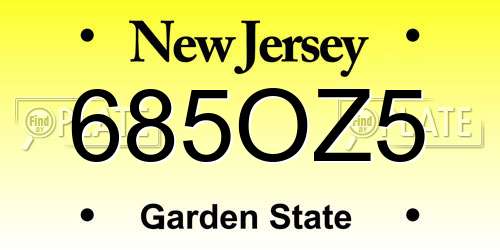 685OZ5 New Jersey License Plate