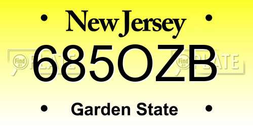 685OZB New Jersey License Plate