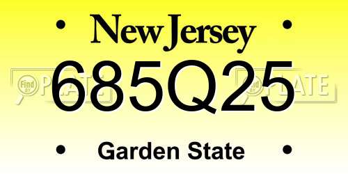 685Q25 New Jersey License Plate