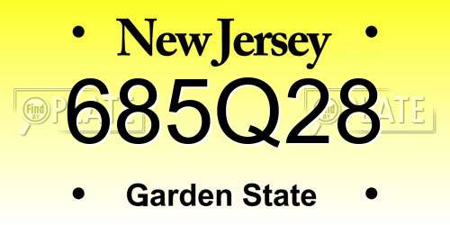 685Q28 New Jersey License Plate