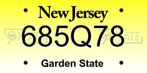685Q78 New Jersey License Plate