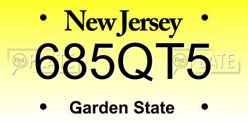 685QT5 New Jersey License Plate