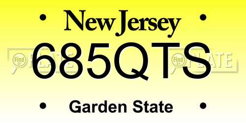 685QTS New Jersey License Plate