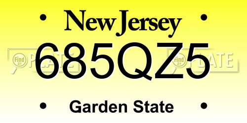 685QZ5 New Jersey License Plate