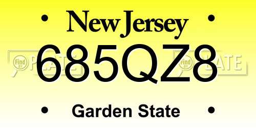 685QZ8 New Jersey License Plate