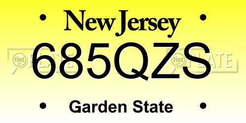 685QZS New Jersey License Plate