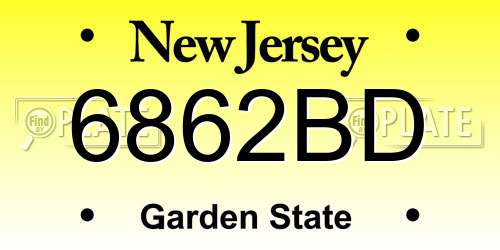 6862BD New Jersey License Plate
