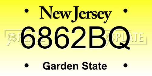 6862BQ New Jersey License Plate