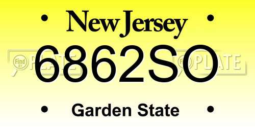 6862SO New Jersey License Plate