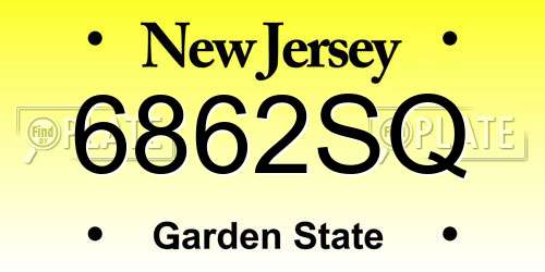 6862SQ New Jersey License Plate