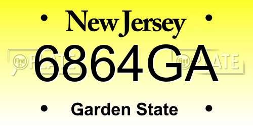 6864GA New Jersey License Plate