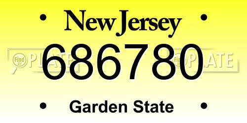 686780 New Jersey License Plate