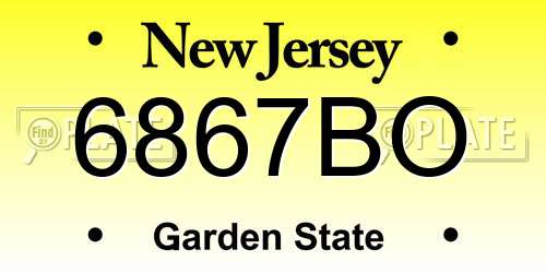 6867BO New Jersey License Plate