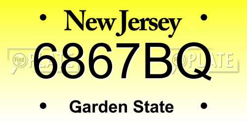 6867BQ New Jersey License Plate