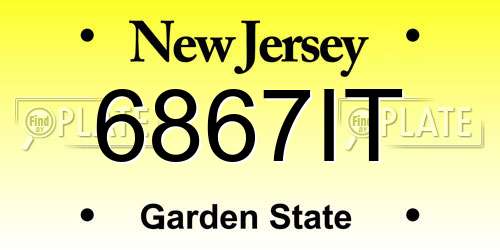 6867IT New Jersey License Plate