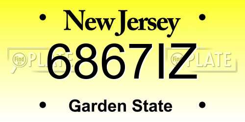 6867IZ New Jersey License Plate