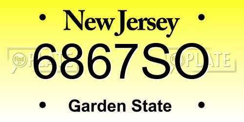 6867SO New Jersey License Plate