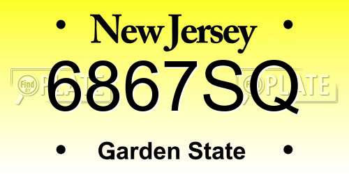 6867SQ New Jersey License Plate