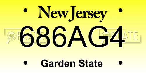 686AG4 New Jersey License Plate