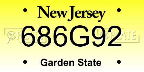 686G92 New Jersey License Plate