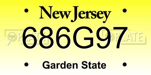 686G97 New Jersey License Plate