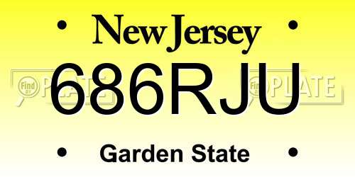686RJU New Jersey License Plate