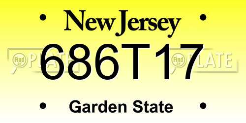 686T17 New Jersey License Plate