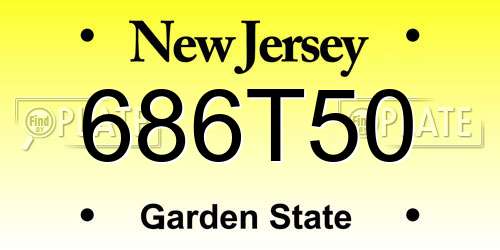 686T50 New Jersey License Plate