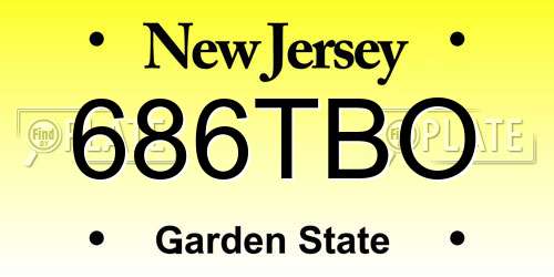 686TBO New Jersey License Plate
