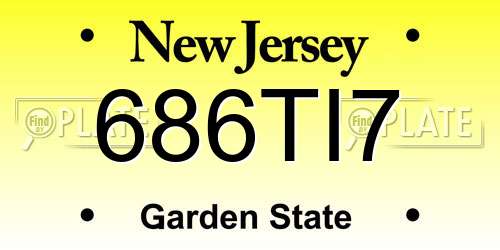 686TI7 New Jersey License Plate